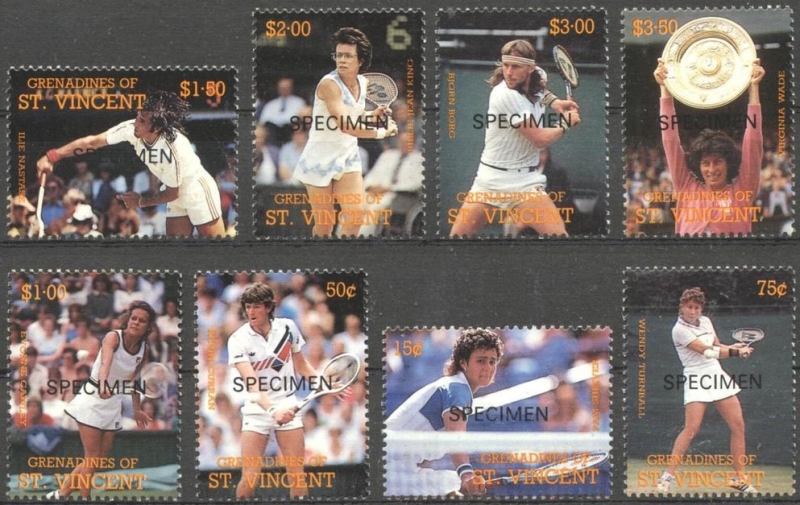 1988 International Tennis Players Stamps overprinted SPECIMEN 1988 International Tennis Players Stamps overprinted SPECIMEN